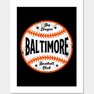 Baltimore Retro Big League Baseball - Black Posters and Art